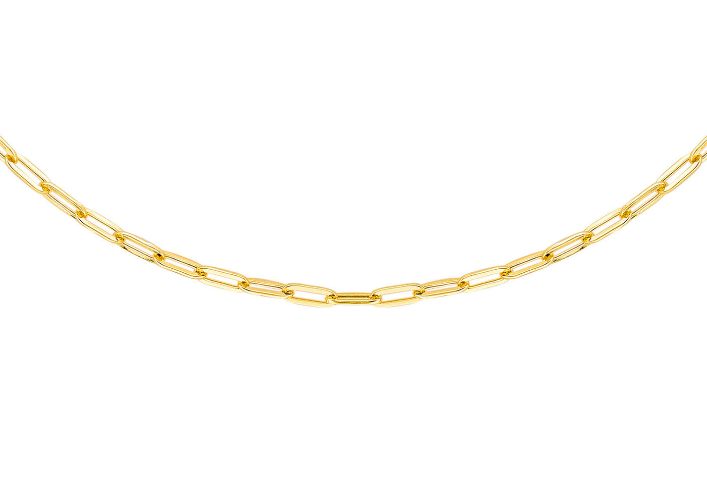 9K Yellow Gold Paper Chain Necklace 50 cm