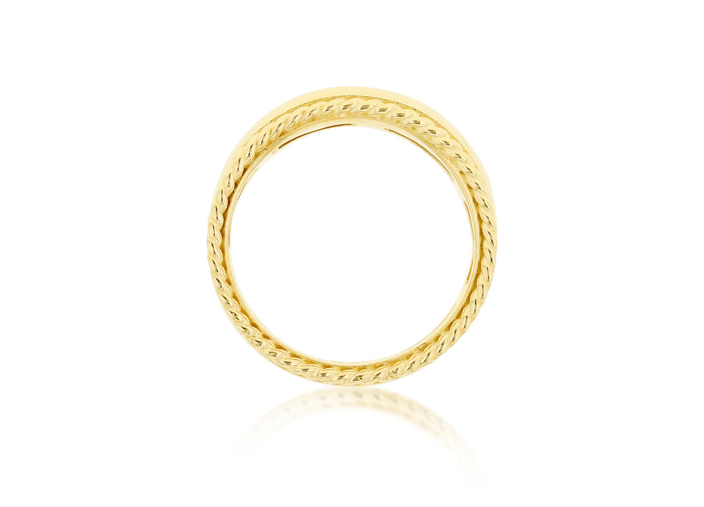 9K Yellow Gold Wide Rope Edge Ring