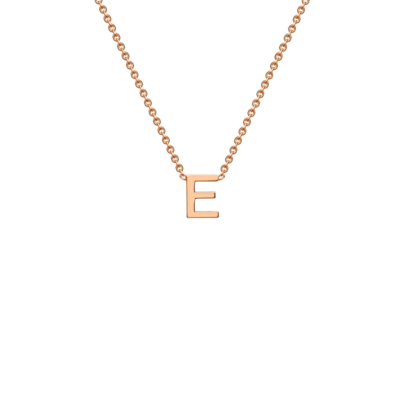 9K Rose Gold 'E' Initial Adjustable Letter Necklace 38/43cm