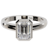 Bezel Emerald Cut Solitaire Engagement Ring