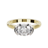 East West Oval Cut Diamond Ring