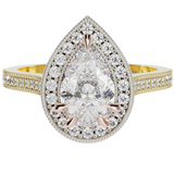 Pear Shape Lab Grown Diamond Halo Millgrain Ring | McLean & Co Manufacturing Jewellers Sunshine Coast Australia