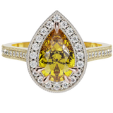 Pear Shape Citrine Diamond Halo Millgrain Ring | McLean & Co Manufacturing Jewellers Sunshine Coast Australia