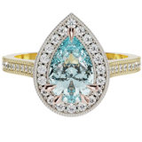 Aquamarine Diamond Halo Millgrain Ring | McLean & Co Manufacturing Jewellers Sunshine Coast Australia