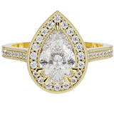 Pear Shape Diamond Halo Millgrain Ring | McLean & Co Jewellers Sunshine Coast Australia