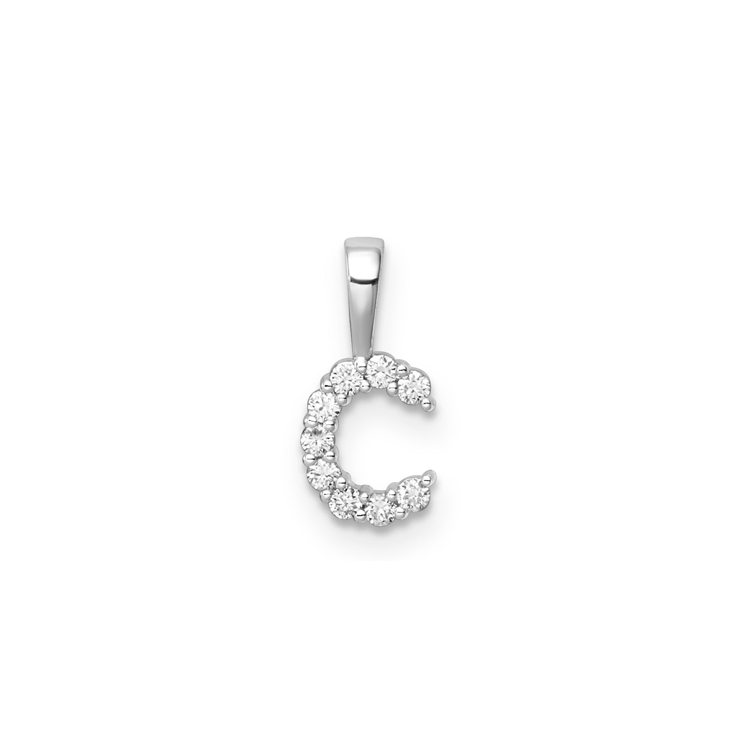 Petite Diamond Initial Pendant Letter C White Gold Lab Grown