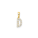 Petite Diamond Initial Pendant Letter D Yellow Gold Lab Grown