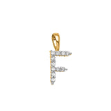 Petite Diamond Initial Pendant Letter F Yellow Gold