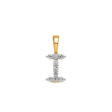 Petite Diamond Initial Pendant Letter I Yellow Gold