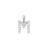 Petite Diamond Initial Pendant Letter M White Gold