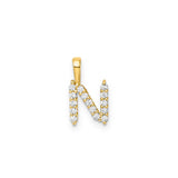 Petite Diamond Initial Pendant Letter N Yellow Gold