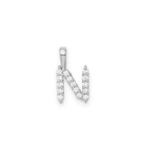 Petite Diamond Initial Pendant Letter N White Gold