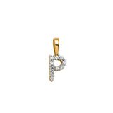Petite Diamond Initial Pendant Letter P Yellow Gold