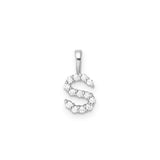 Petite Diamond Initial Pendant Letter S White Gold