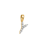 Petite Diamond Initial Pendant Letter Y Yellow Gold