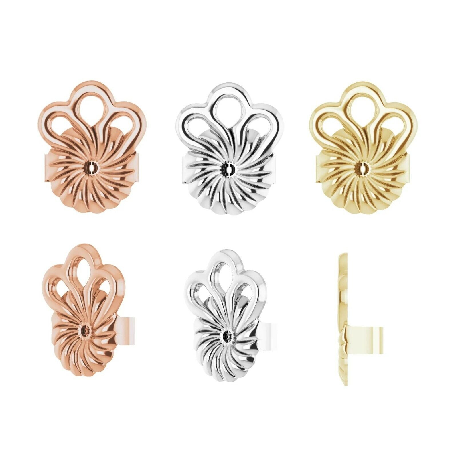 Earring back stabilizer push up rose yellow and white gold