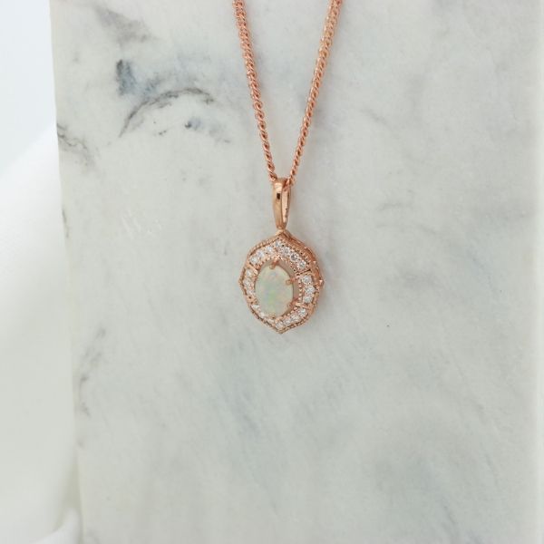 Rose Gold White Opal Pendant