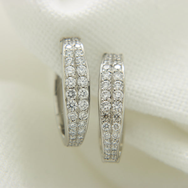Huggy Earrings Platinum 950 set with 64 = .37carats E/F SI