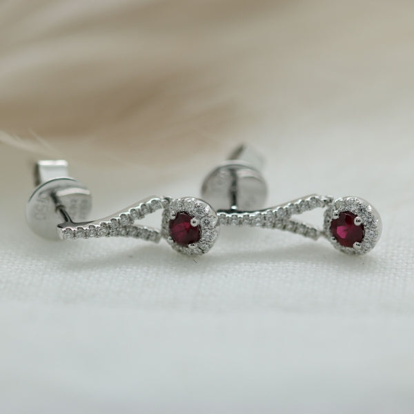 18CT WG Ruby Diamond earrings