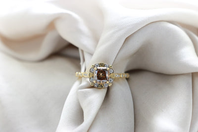 1.02ct Radiant Cut Champagne Diamond Engagement Ring