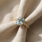 AQUAMARINE & DIAMOND RING