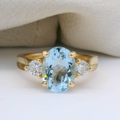 Aquamarine & Diamond Ring