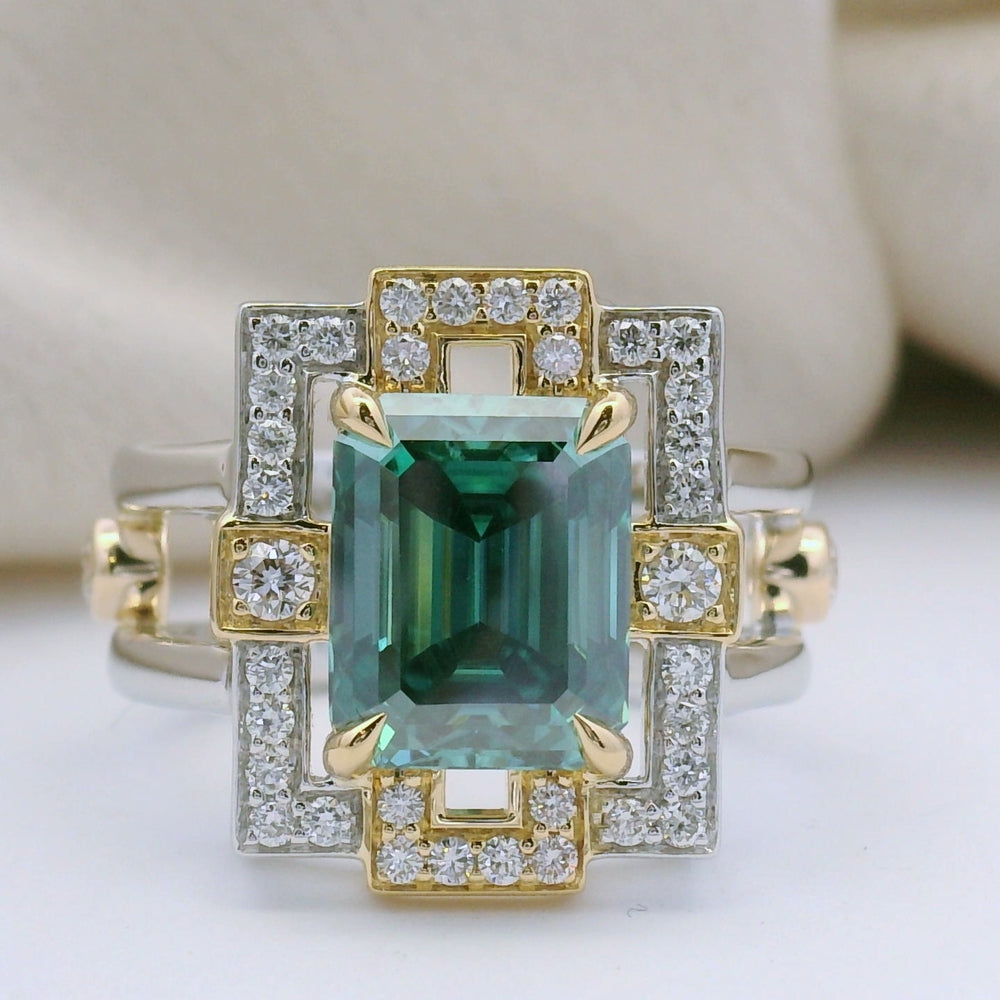 Teal Moissanite Ring