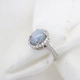 Star Sapphire Platinum Diamond Ring