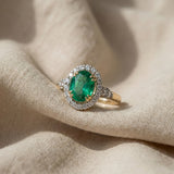 Natural Oval Emerald Diamond Ring