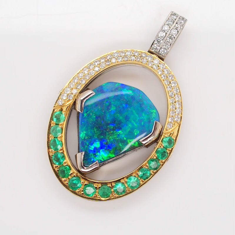 Opal Pendant Emerald Pendant 18CT