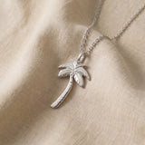 Palm Tree Necklace White Gold