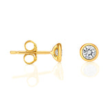 18CT Yellow Gold Bezel Diamond Studs