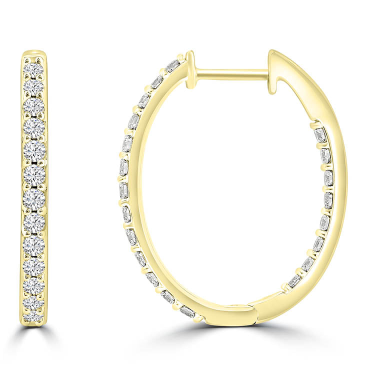 Diamond Set Yellow Gold Hoops