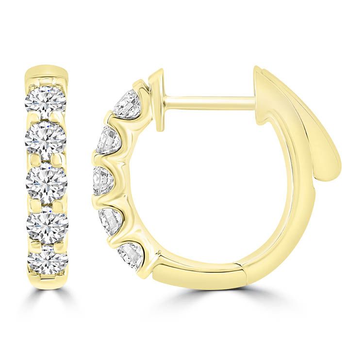 Yellow Gold Diamond Hoops