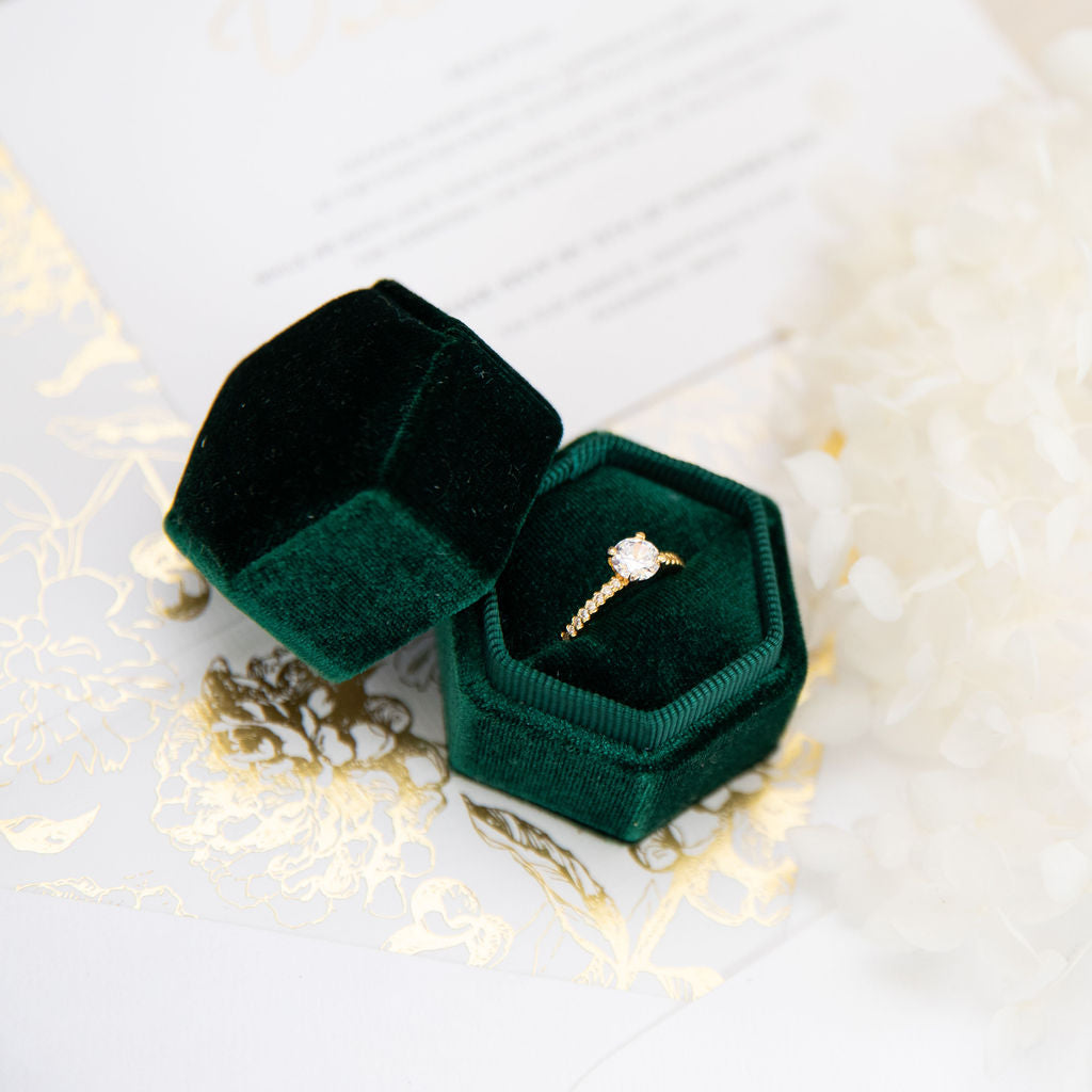 Engagement Ring Box Velvet Single Slot