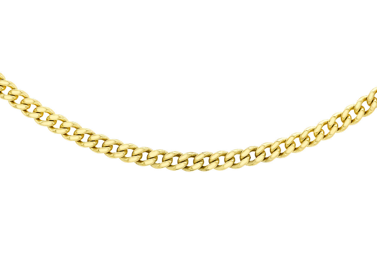 9K Yellow Gold 30 Diamond Cut Adjustable Curb Chain 46cm-51cm