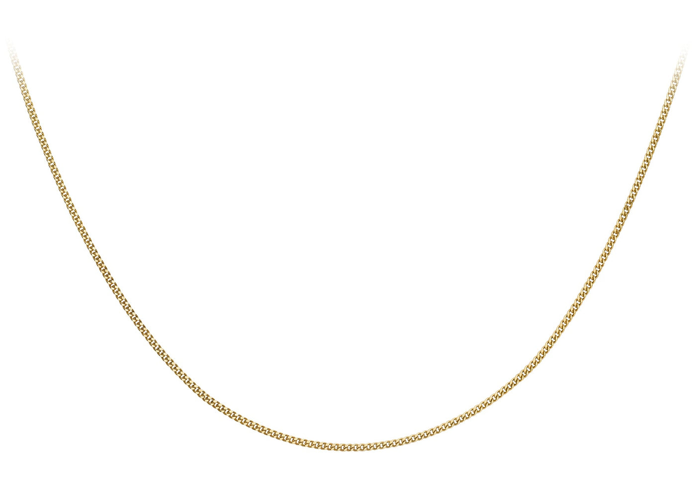 9K Yellow Gold 40 Diamond Cut Curb Chain 41cm