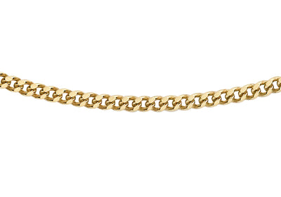 9K Yellow Gold 40 Diamond Cut Curb Chain 41cm