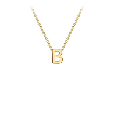 9K Yellow Gold 'B' Initial Adjustable Letter Necklace 38/43cm