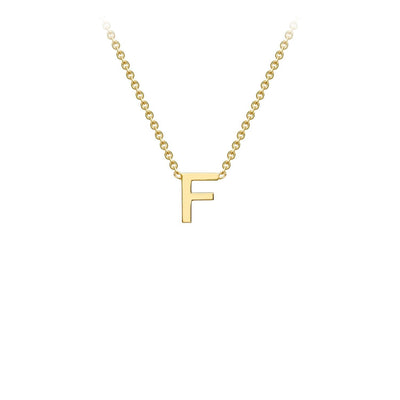 9K Yellow Gold 'F' Initial Adjustable Letter Necklace 38/43cm