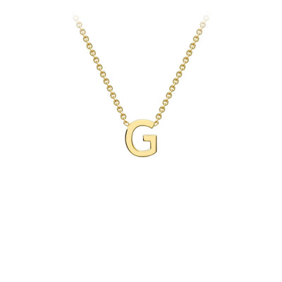 9K Yellow Gold 'G' Initial Adjustable Letter Necklace 38/43cm