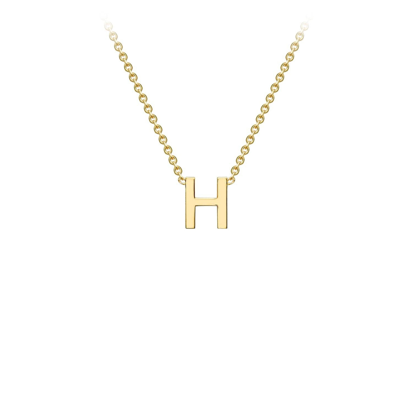 9K Yellow Gold 'H' Initial Adjustable Letter Necklace 38/43cm