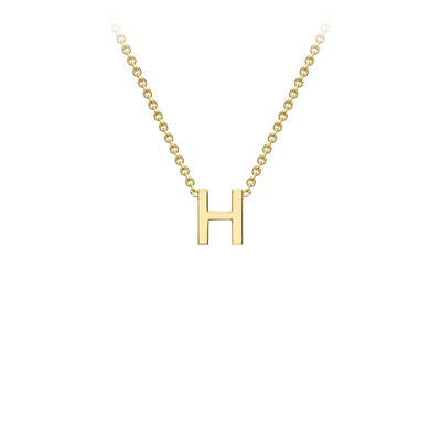 9K Yellow Gold 'H' Initial Adjustable Letter Necklace 38/43cm