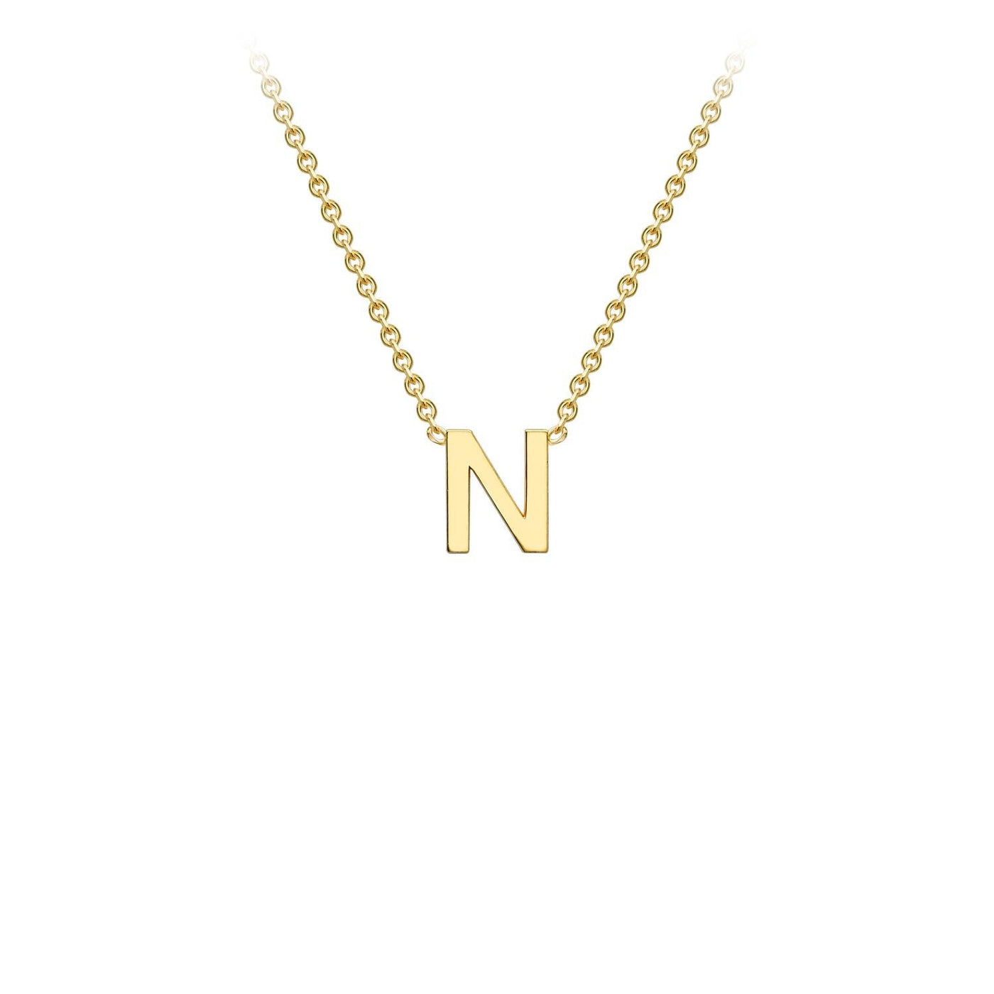 9K Yellow Gold 'N' Initial Adjustable Letter Necklace 38/43cm