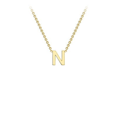 9K Yellow Gold 'N' Initial Adjustable Letter Necklace 38/43cm