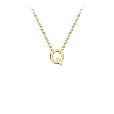 9K Yellow Gold 'Q' Initial Adjustable Letter Necklace 38/43cm