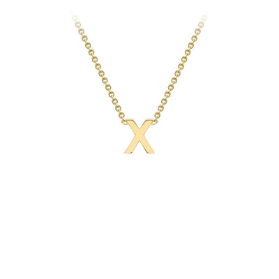 9K Yellow Gold 'X' Initial Adjustable Letter Necklace 38/43cm