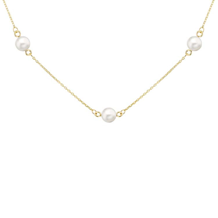 9K Yellow Gold Freshwater Pearl Necklace 41+2.5cm