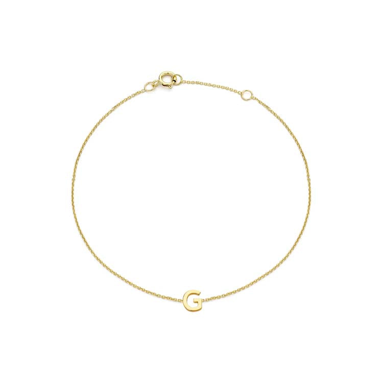 9K Yellow Gold Mini Initial 'G' Bracelet 15.5-19cm