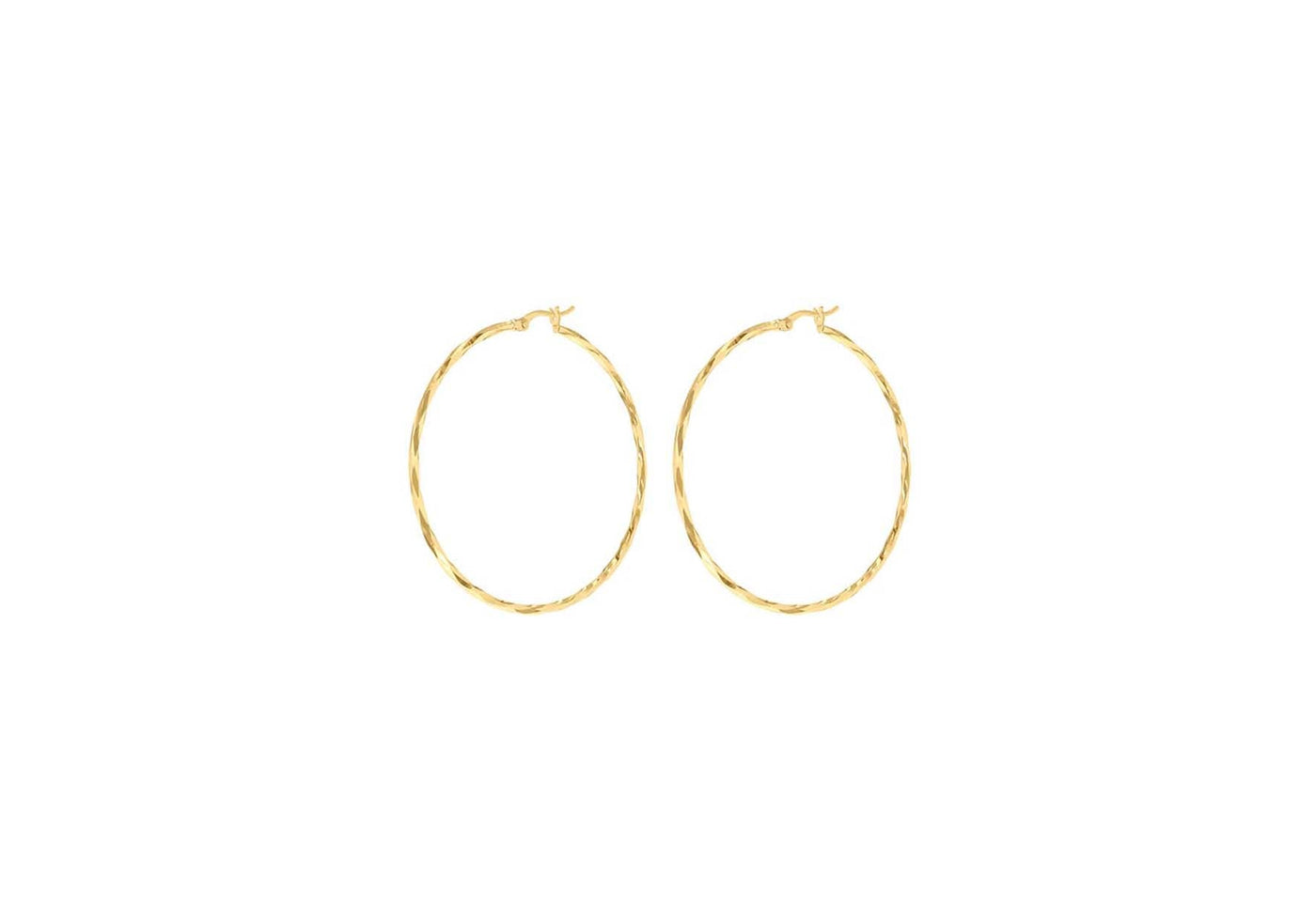 9K Yellow Gold Diamond Cut Hoop Earrings 42mm